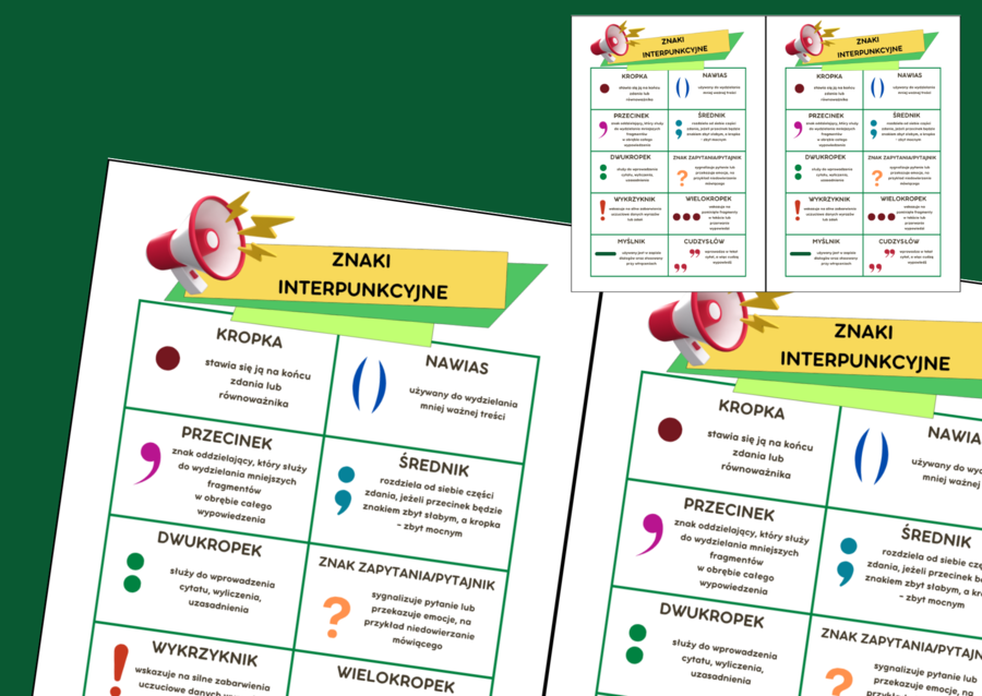 ZNAKI INTERPUNKCYJNE - interpunkcja - wklejka – kl. 4-6
