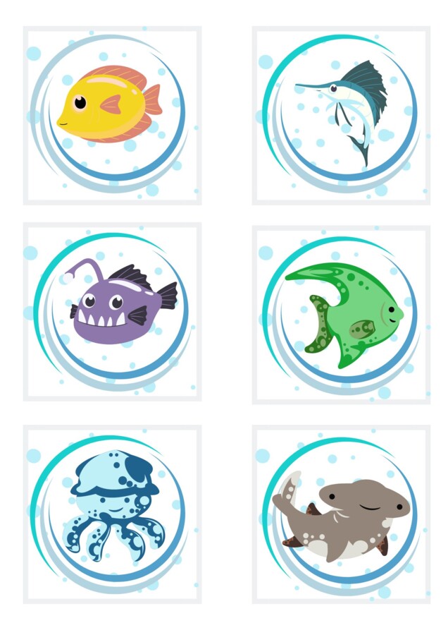 ZNACZKI PRZEDSZKOLNE. ZWIERZĘTA MORSKIE. CZĘŚĆ I.