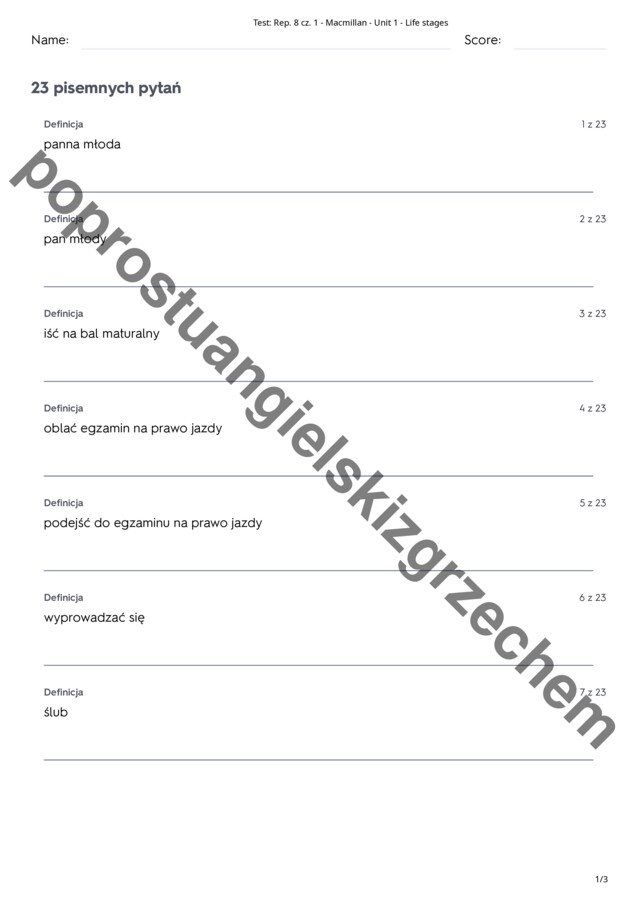 Repetytorium Ósmoklasisty cz. 1 (Macmillan) - Unit 1 - testy