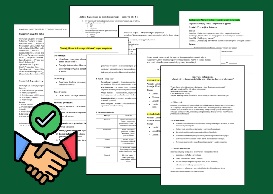INNOWACJA pedagogiczna „SAVOIR-VIVRE I KOMPETENCJE KULTUROWE DLA KLAS 4–6” - zajęcia z wychowawcą