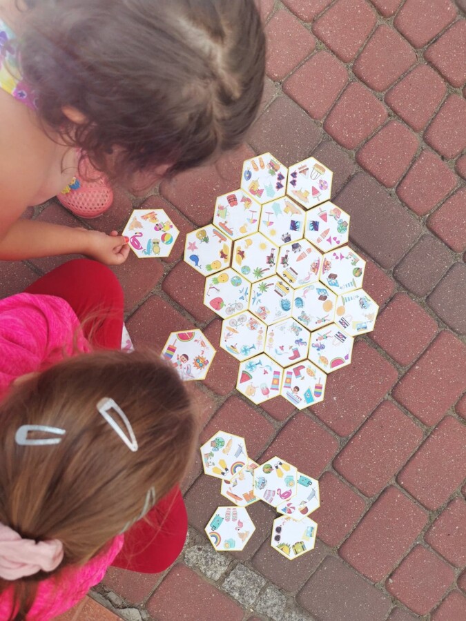 UKŁADANKI SZEŚCIOKĄTNE XXL - LATO