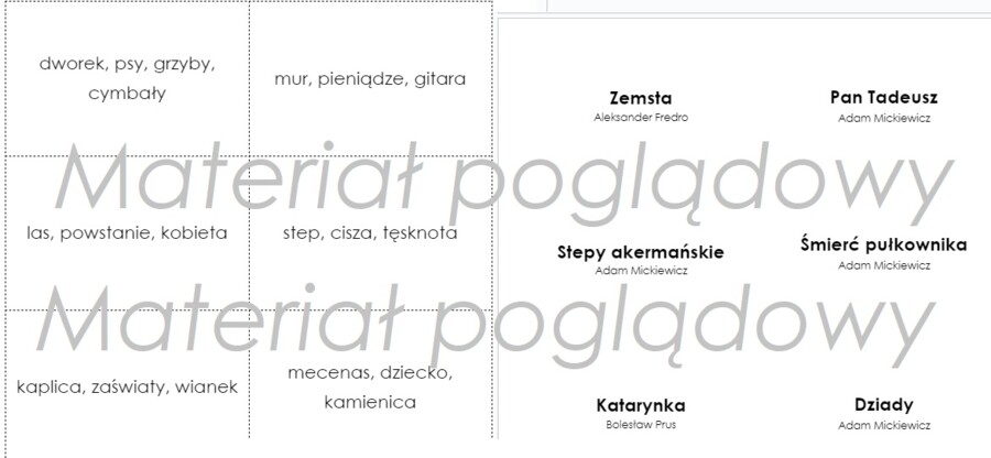 Gra w skojarzenia - Lektury Powtórka przed egzaminem