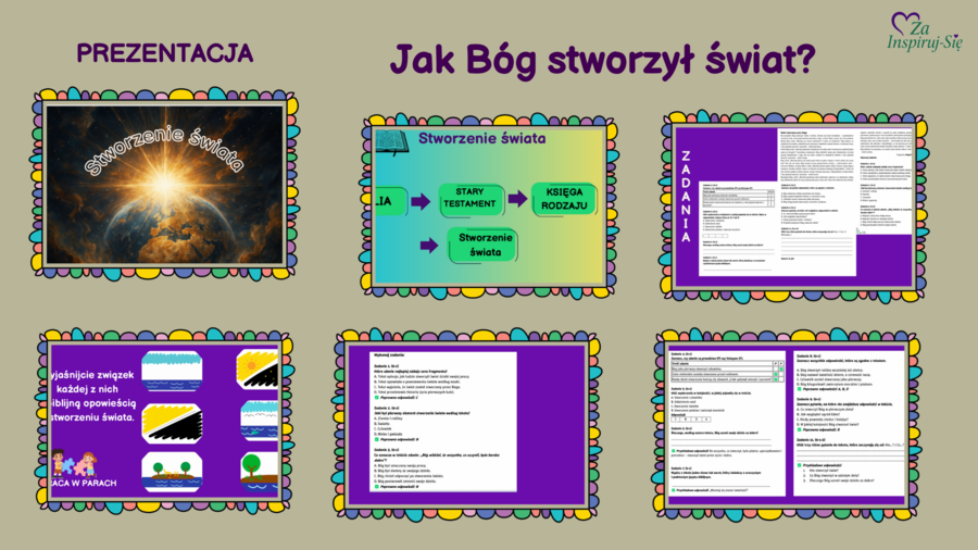 Biblia -Stworzenie świata – scenariusz lekcji z prezentacją i kartami pracy -Klasy IV–VI