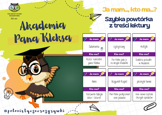 Akademia Pana Kleksa. Ja mam…, kto ma…? Gra lekturowa. Gra dydaktyczna. Lektura obowiązkowa