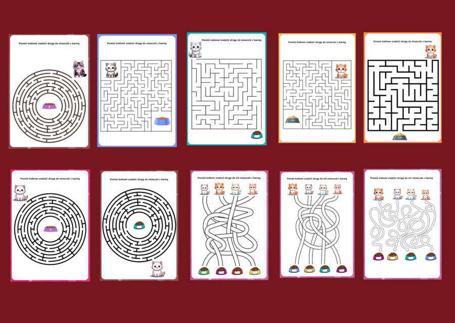 🖤🐱DZIEŃ KOTA - labirynty - 10 wersji - Dzień Czarnego Kota