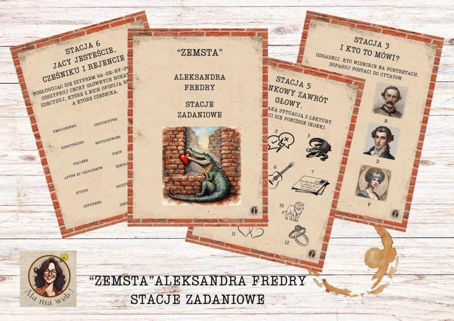 Stacje zadaniowe do "Zemsty" Aleksandra Fredry.
