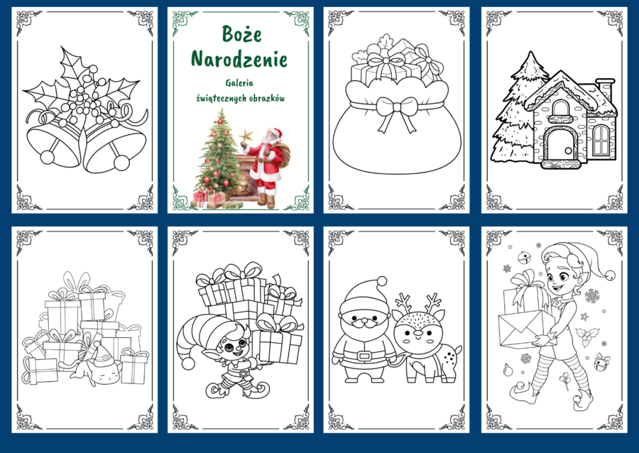 BOŻE NARODZENIE - kolorowanka – kolorowanki – biblioteka – świetlica – przedszkole – 30 wersji