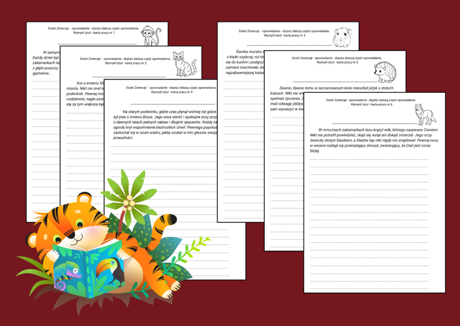 🐹 🐵 DZIEŃ ZWIERZĄT – Kreatywne historie o zwierzętach – jesień – OPOWIADANIE ✍️ – ĆWICZENIA REDAKCYJNE – karta pracy – kl. 4-8