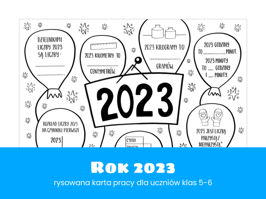 Matematyka. Klasa 5. Klasa 6. Szkoła podstawowa. Rok 2023. Rysowana karta pracy. Powtórzenie wiadomości.