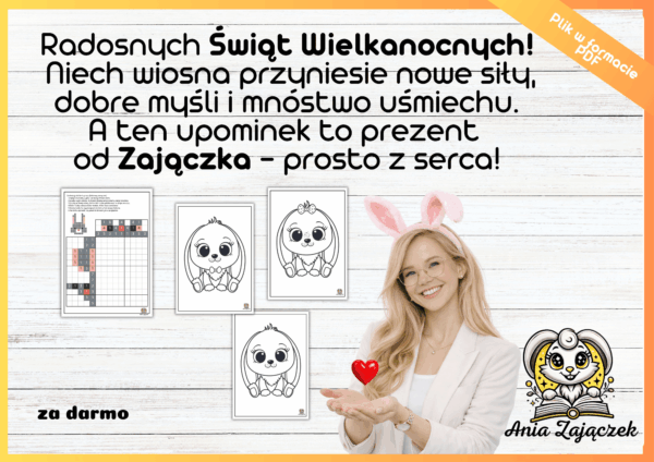 Nonogram i kolorowanka Zajączek Wielkanocny