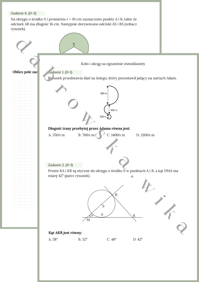 Koło i okrąg na egzaminie ósmoklasisty