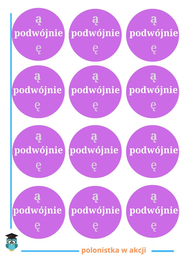 Podwójnie wyrazy z ą,ę - ortograficzna gra typu dobble