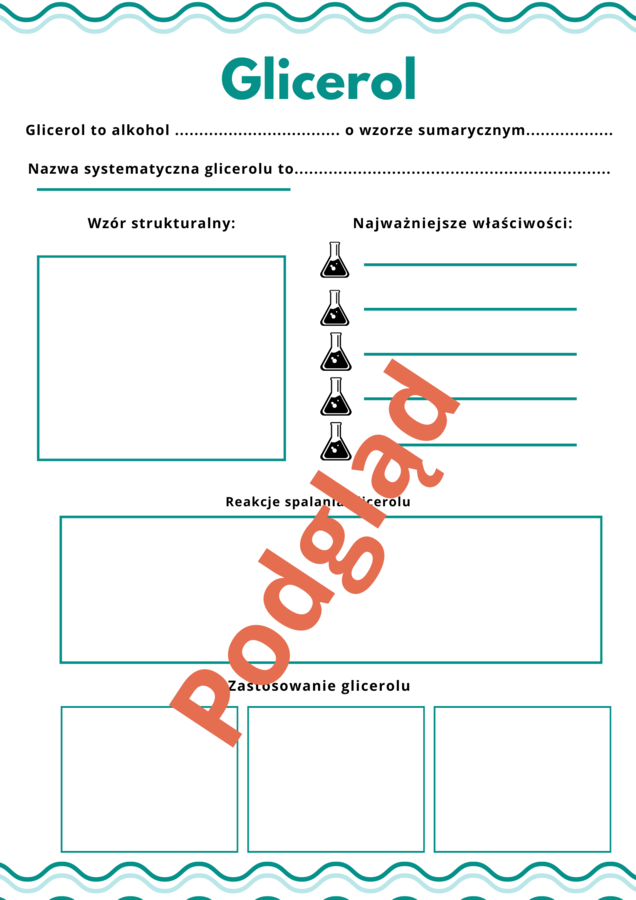 Alkohole - karty pracy/notatka