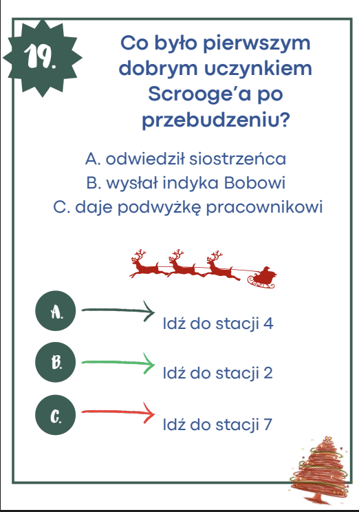 Opowieść wigilijna - stacje zadaniowe (lekcja w ruchu)