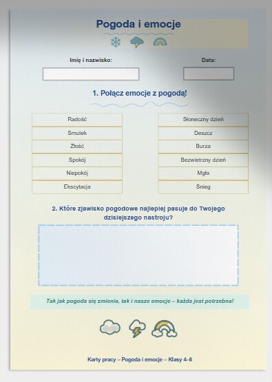 Karty pracy „Pogoda i emocje”