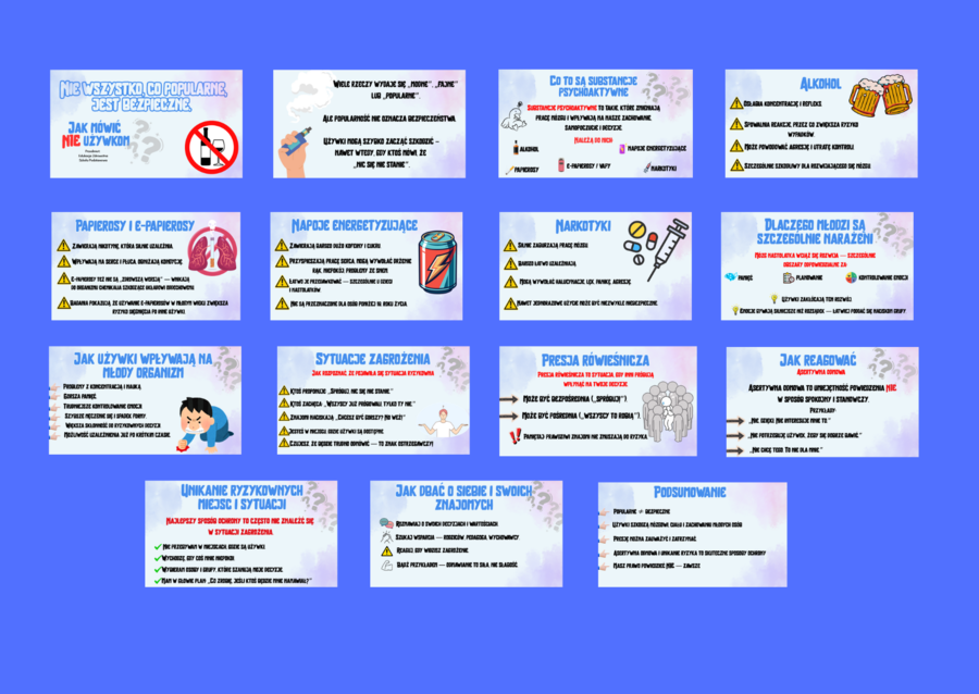 Nie wszystko, co popularne, jest bezpieczne -Jak mówić NIE używkom/ Edukacja zdrowotna