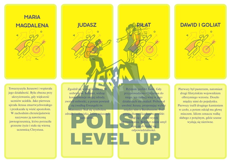 Fiszki literackie_bohaterowie klasa 1 (100 postaci)_Polski Level Up