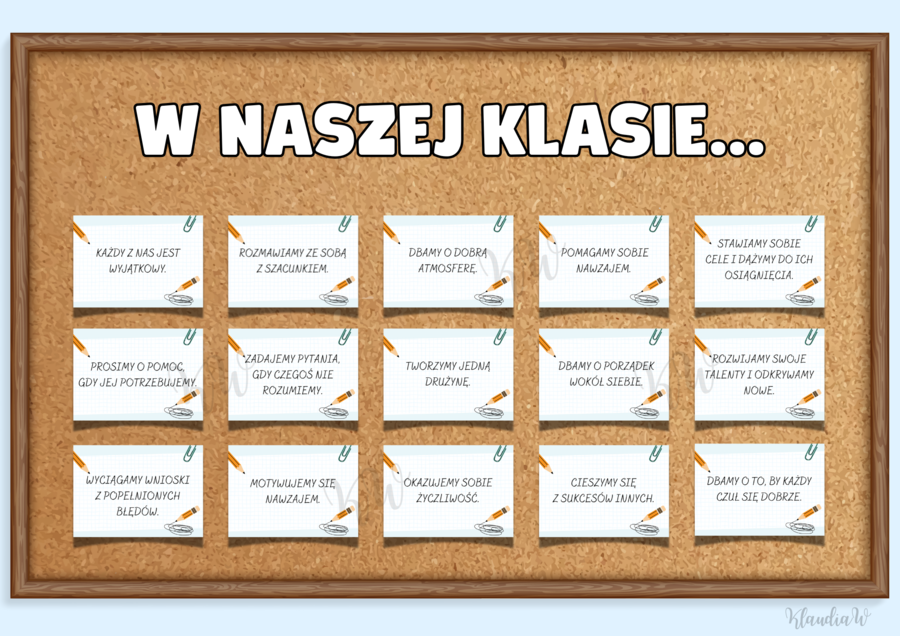 Zasady klasowe „W NASZEJ KLASIE…” - wersja 1