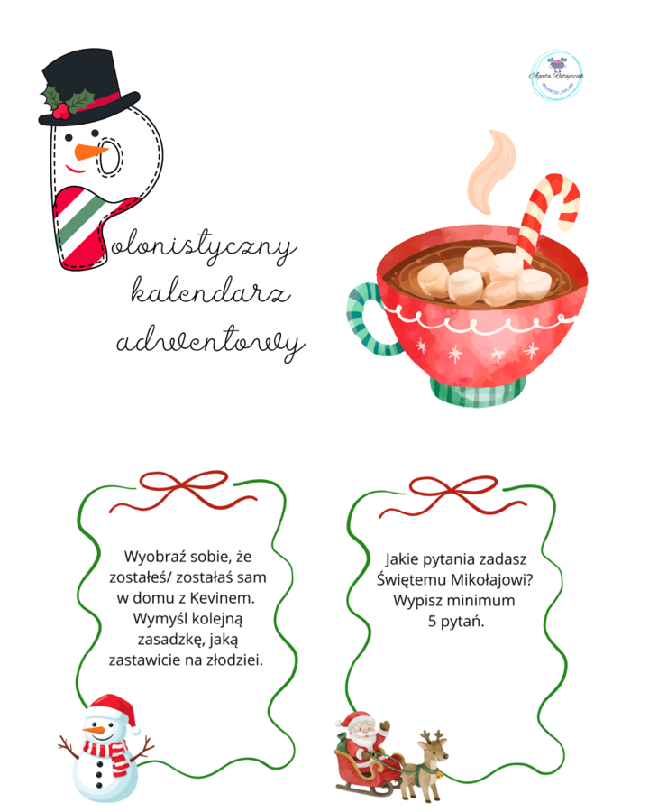 POLONISTYCZNY KALENDARZ ADWENTOWY AŻ 40 KART, 36 ZADAŃ DO WYBORU