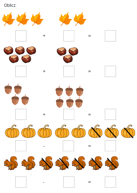 Jesienne karty pracy - zadania