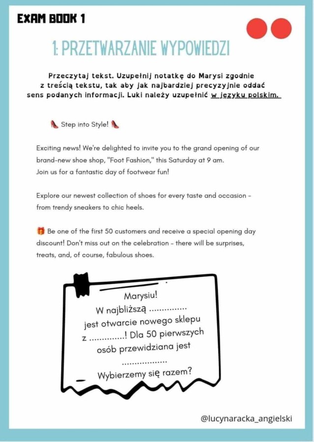 Exam book 1 (egzamin 8kl., - zadania otwarte)