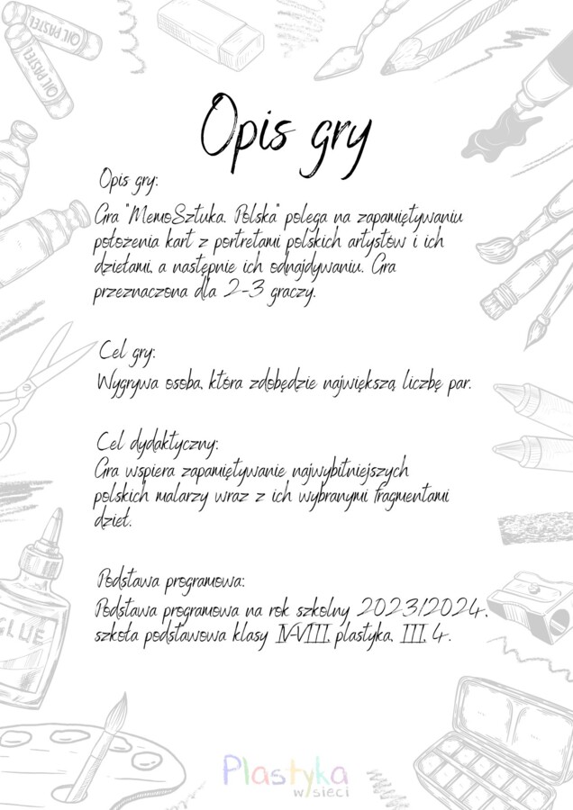 Gra dydaktyczna MemoSztuka Polska