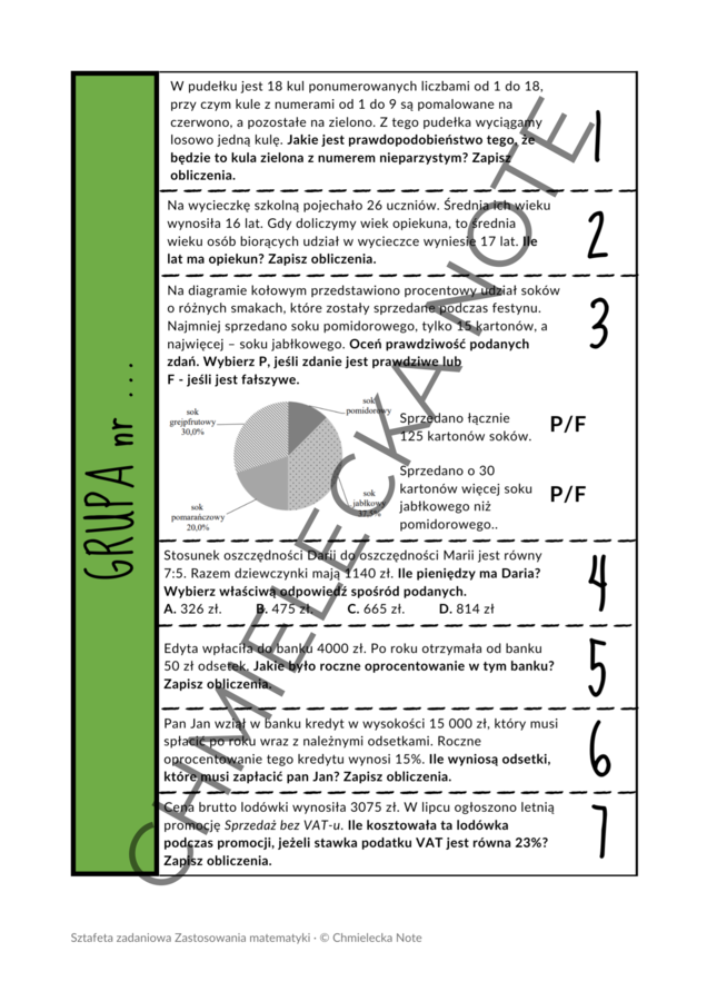 Sztafeta zadaniowa - Zastosowania matematyki E8