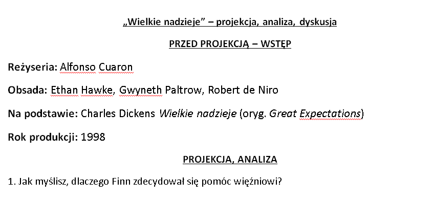 Karta pracy - film Wielkie nadzieje