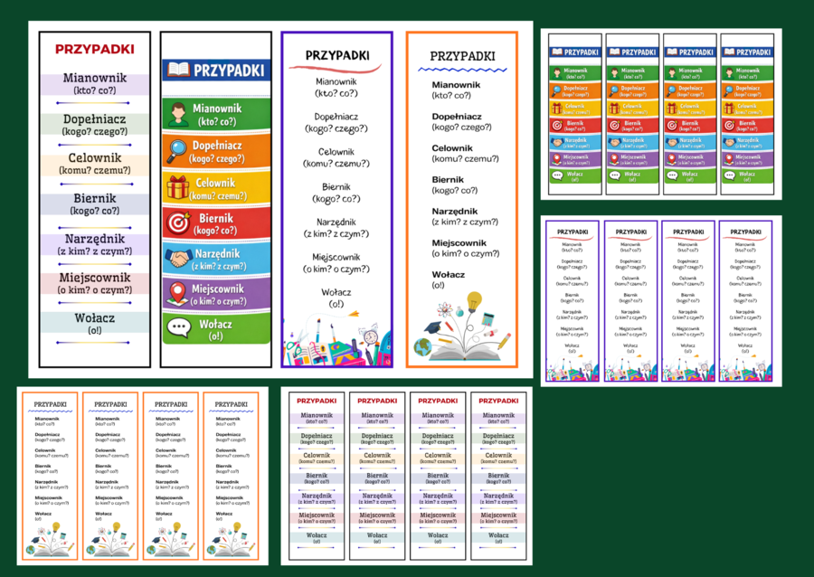 🏷️PRZYPADKI - Zakładki do książek (4 wzory, PDF do druku) - wersja 1