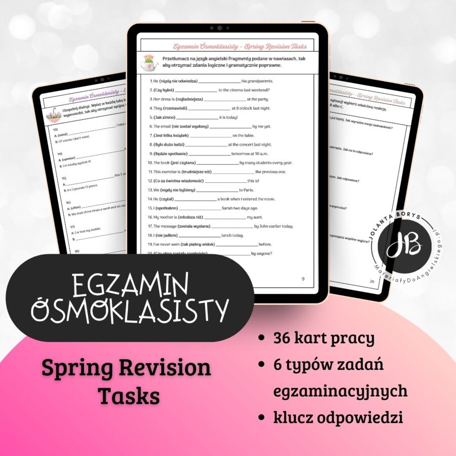 Egzamin Ósmoklasisty - Spring Revision Tasks - karty pracy