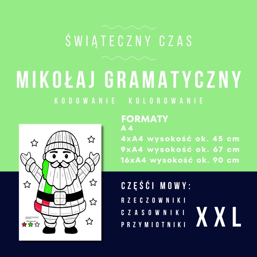 Mikołaj gramatyczny xxl - aktywizująca kolorowanka