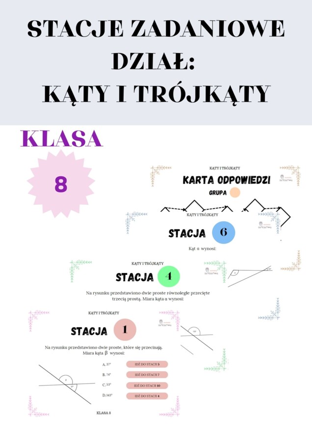 Stacje zadaniowe – kąty i trójkąty