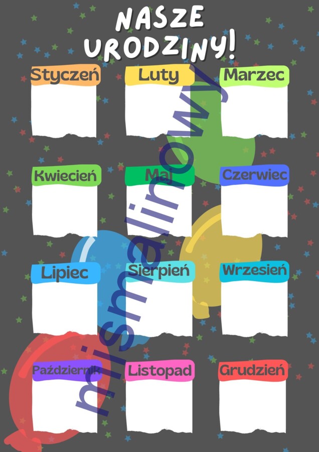Nasze urodziny, kalendarz urodzin