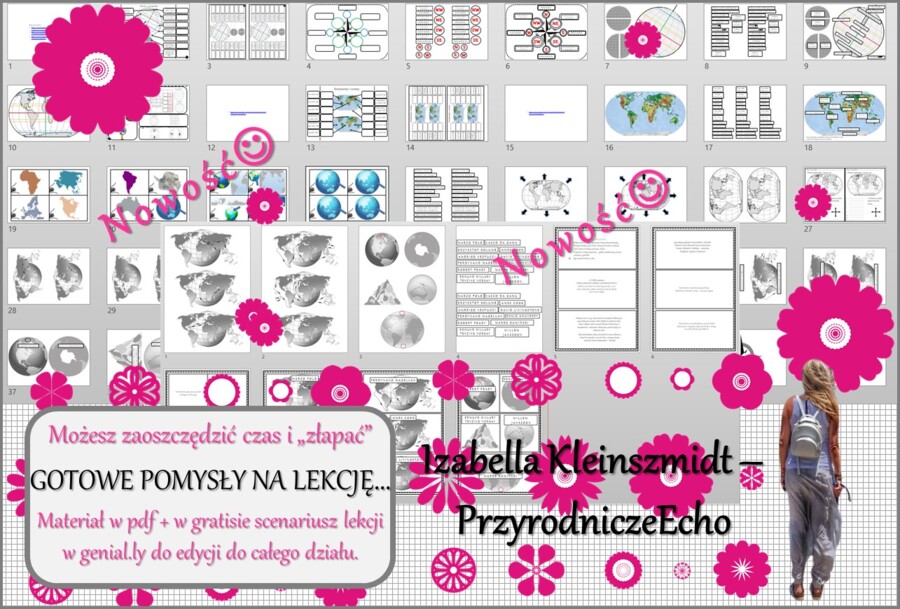 Zestaw pomysłów na lekcję/kart pracy/stacji zadaniowych/notatek/ materiałów do lekcji do działu „Lądy i oceany na Ziemi” w pdf. W gratisie dodaję niekomercyjne scenariusze lekcji/pomysły na lekcje w programie genial.ly do edycji. Geografia 5. Nowość 2024