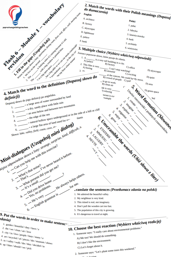Flash 6 – Module 1 – vocabulary revision