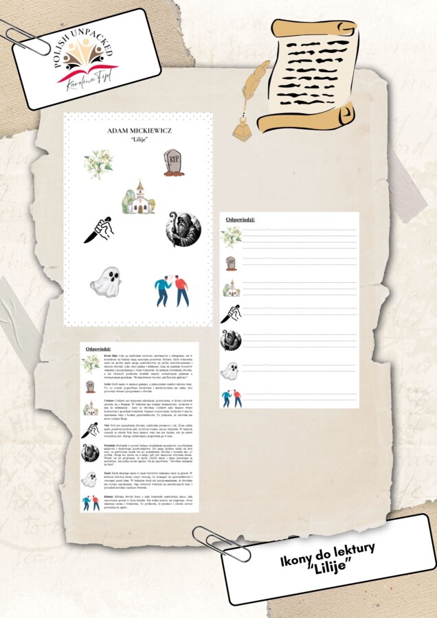 Ikony (obrazki, symbole) + odpowiedzi "Lilije" Adam Mickiewicz