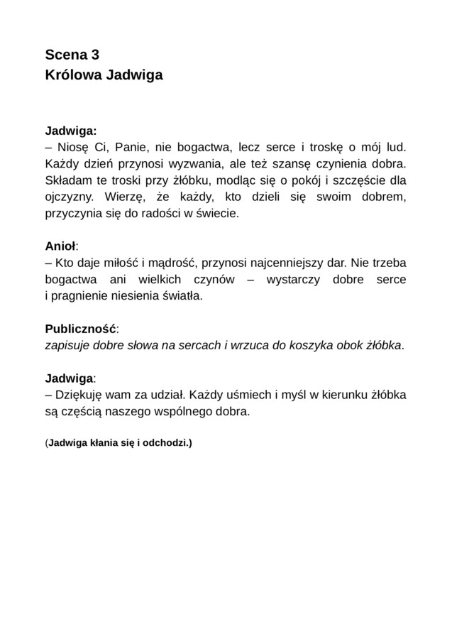 Scenariusz Jasełka - Polska przez wieki w drodze do Betlejem