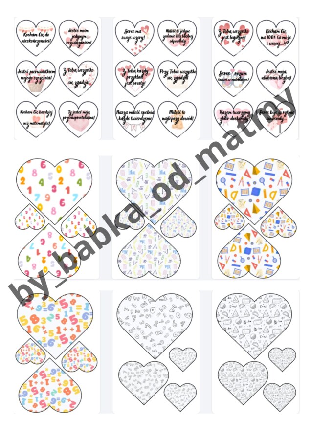 Matematycznych walentynek - materiały na gazetkę szkolną.