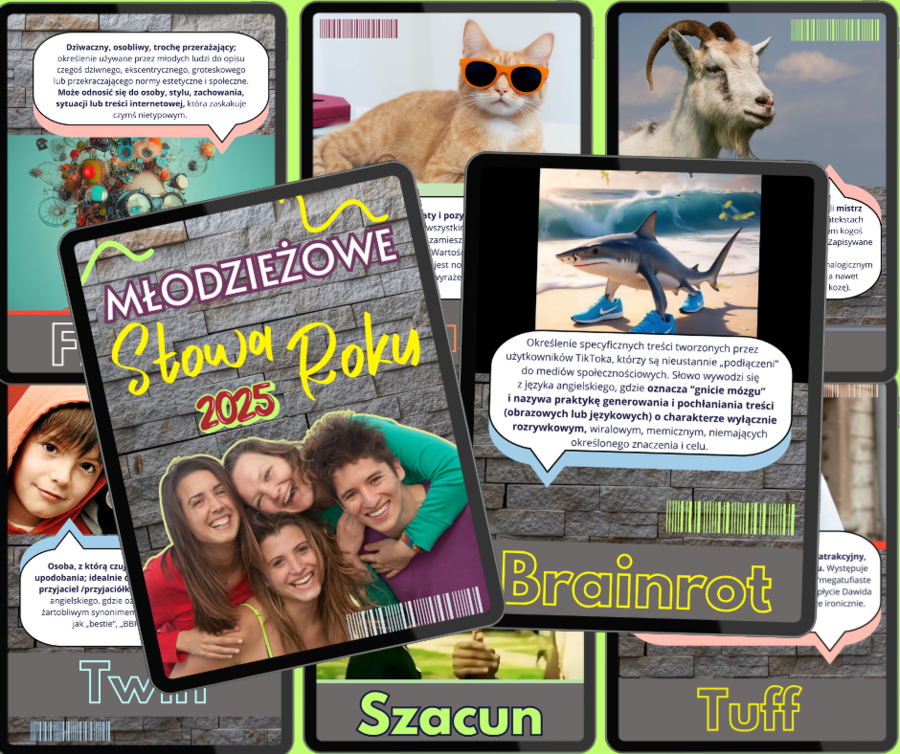 Młodzieżowe Słowa Roku 2025 – zestaw 16 plakatów