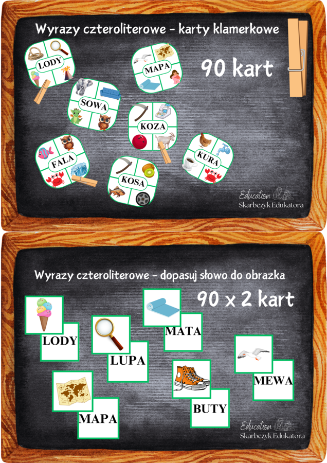 ZESTAW DO NAUKI CZYTANIA – czteroliterowy