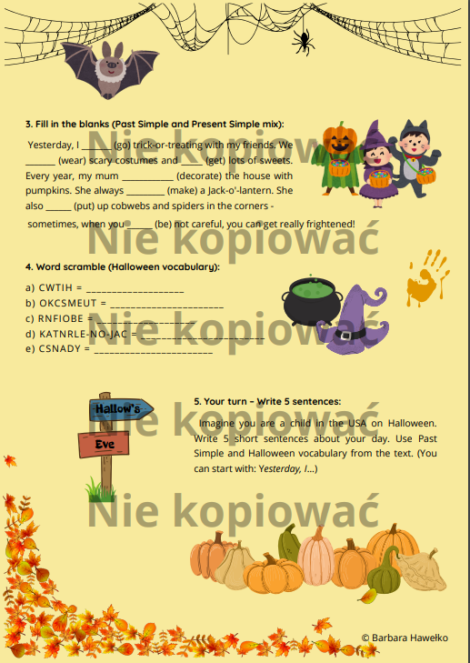 Karta pracy "Halloween - A Spooky Tradition" A2