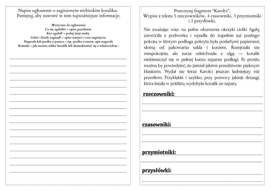 Karolcia - karty pracy