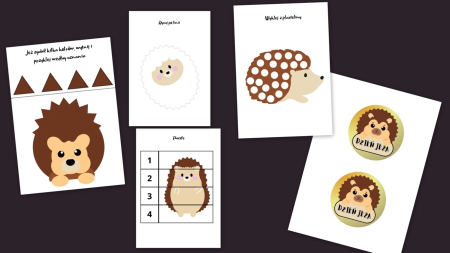 Dzień jeża karty pracy medale