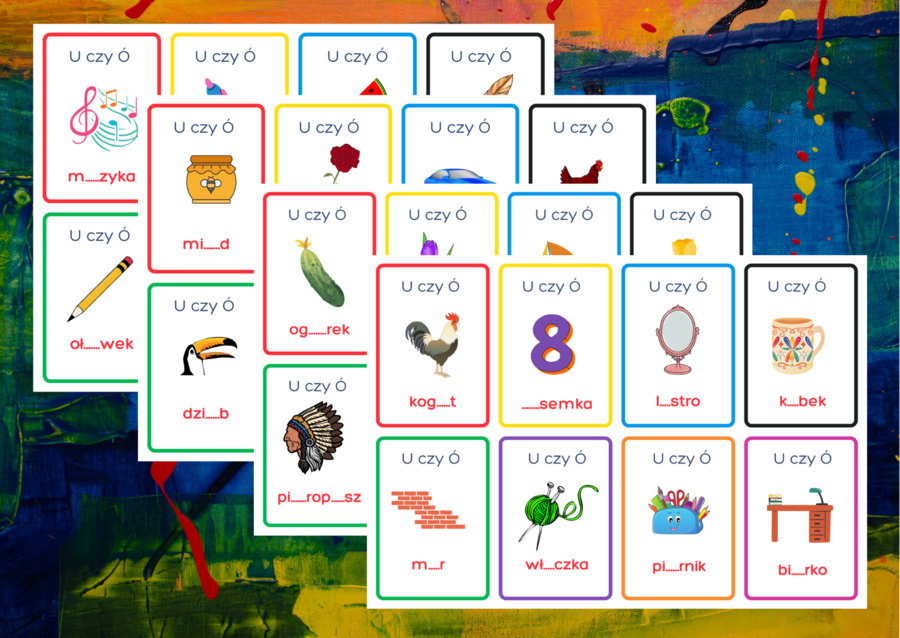 KARTY ORTOGRAFICZNE - U/Ó - 80 szt. - ortografia