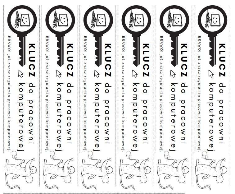 Klucz do pracowni komputerowej - informatyka klasa 1 - 10 wlepek na jednej stronie