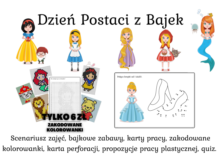 Dzień Postaci z Bajek: Zakodowane kolorowanki