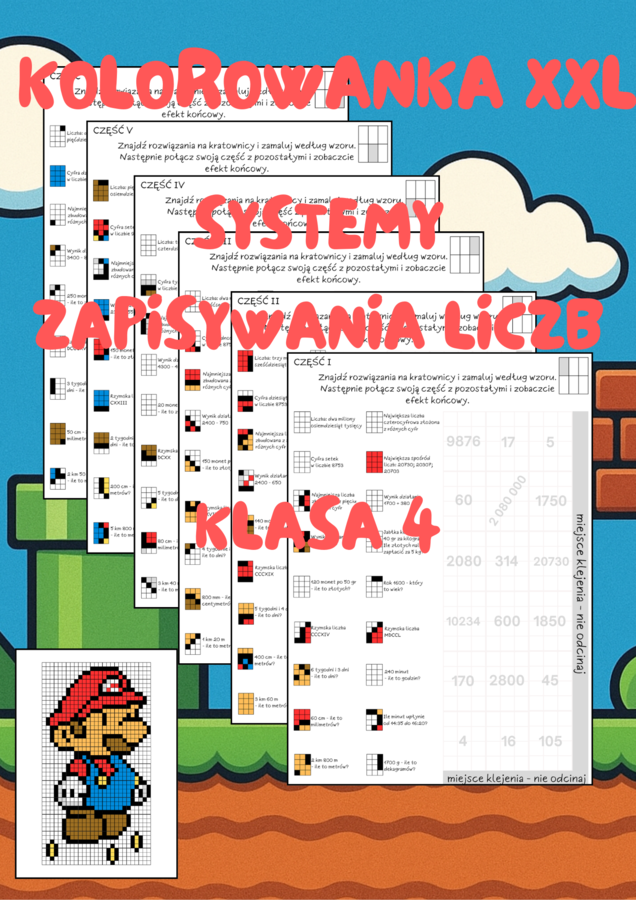 Kolorowanka XXL - systemy zapisywania liczb. Klasa 4. Klasa 5. Kodowanie