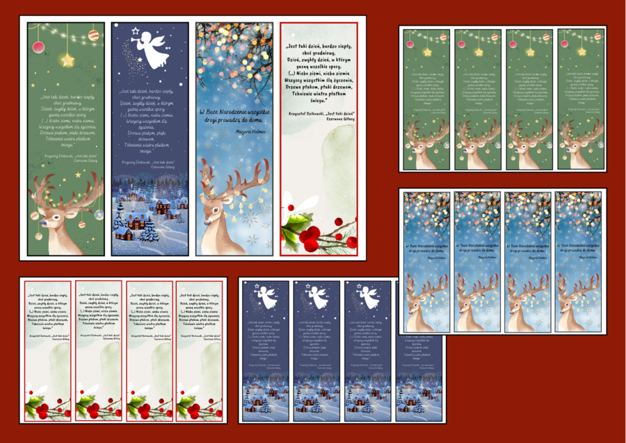 Boże Narodzenie – zakładki do książek – zakładka – biblioteka – świetlica – wersja 1
