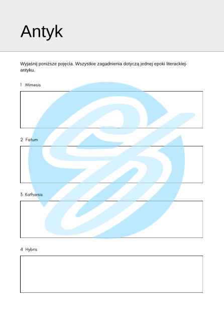 Antyk – Najważniejsze Zagadnienia – Karty Pracy dla Maturzystów
