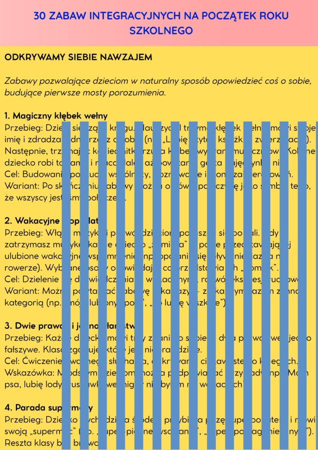 30 sprawdzonych zabaw integracyjnych! Pierwsze dni w szkole